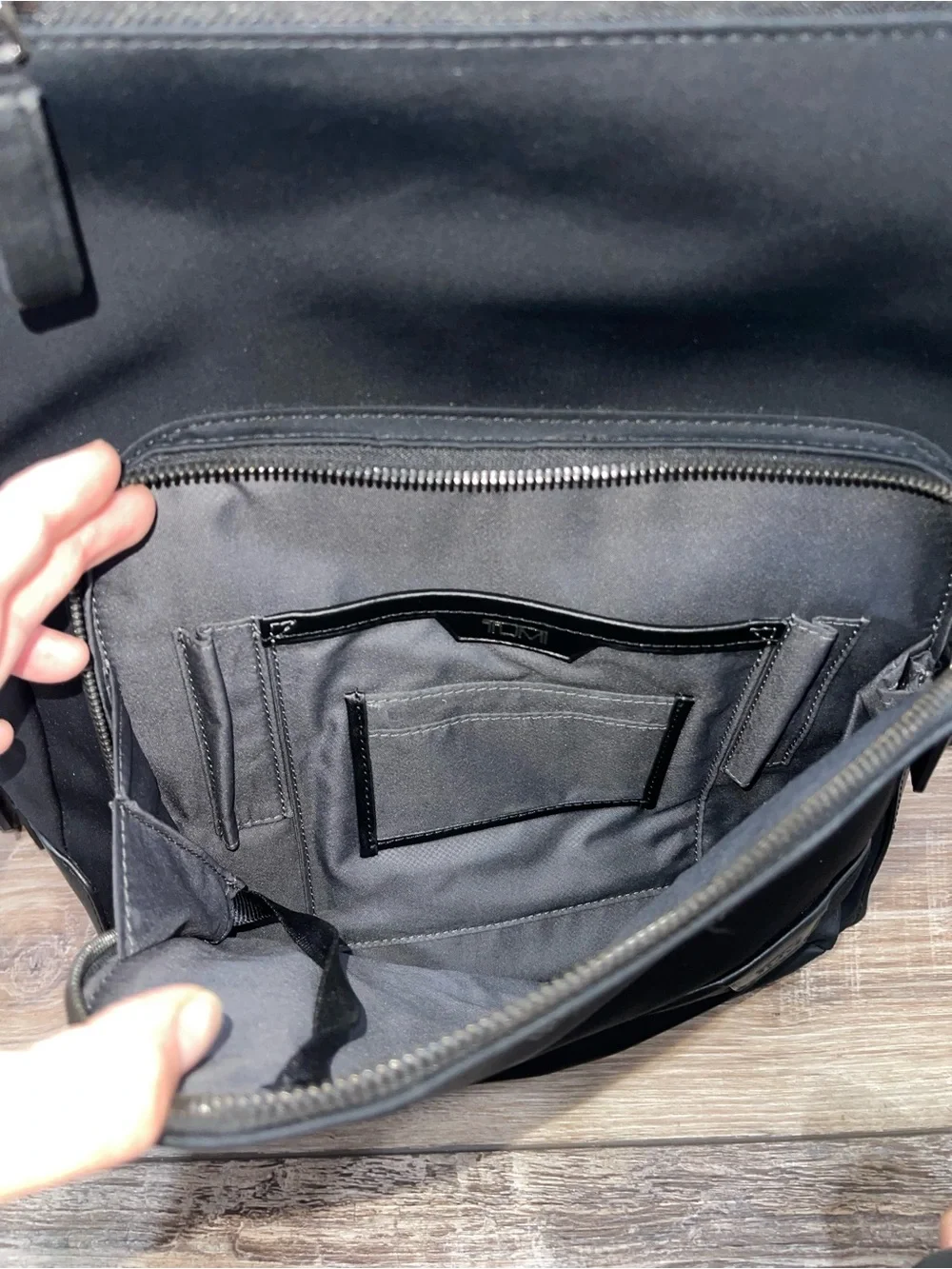 Tumi Harrison Warren Backpack Black Leather/Nylon Unisex. Branded